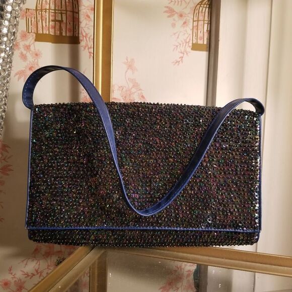 Cocue Royal Blue Sequin Bag Japanese - Picture 1 of 10